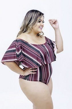 Maiô Ciganinha Listras Plus Size
