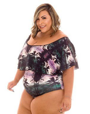 Maiô Ciganinha Coqueiro Plus Size