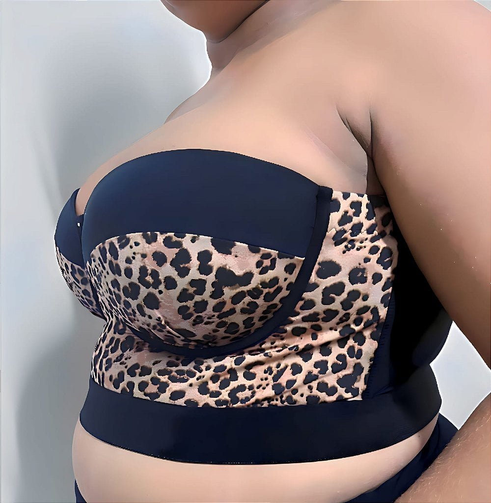 Top Tomara que Caia Kate Onça Plus Size