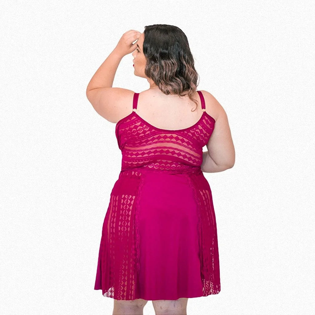 Camisola Maya com bojo e renda plus size