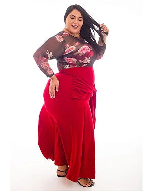 Blusa Tule Plus Size Floral Nicole