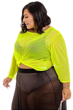 Blusa Tule Plus Size Neon