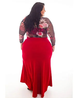 Blusa Tule Plus Size Floral Nicole