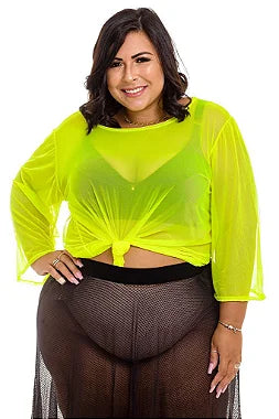 Blusa Tule Plus Size Neon
