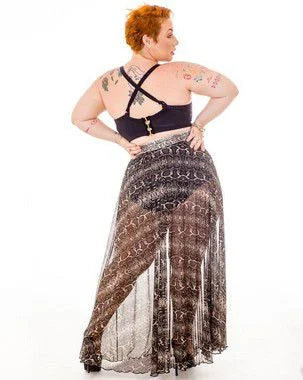 Saia Funchal Tule Estampa Cobra Plus Size
