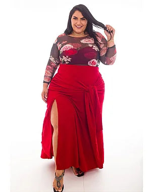 Blusa Tule Plus Size Floral Nicole