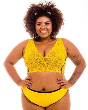 Croped Sissia Amarelo e Vermelho Plus Size