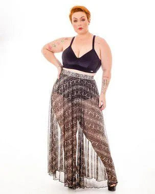 Saia Funchal Tule Estampa Cobra Plus Size