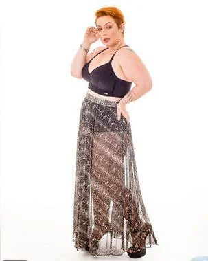 Saia Funchal Tule Estampa Cobra Plus Size