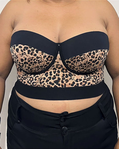Top Tomara que Caia Kate Onça Plus Size