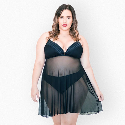 Camisola Anne com bojo e renda plus size