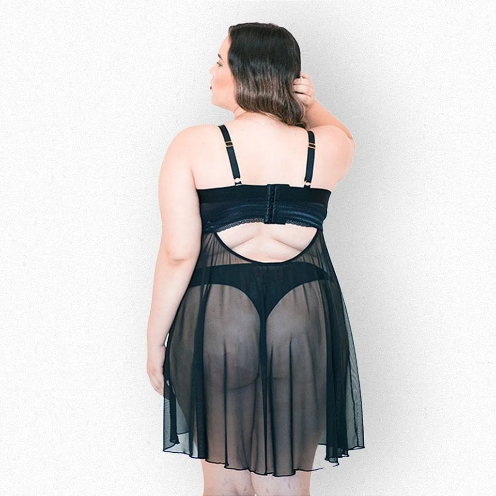 Camisola Anne com bojo e renda plus size