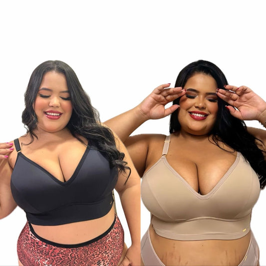 CASADINHA (PEÇAS EM PRODUÇÃO) - Kit 2 Sutiã Top Luna Plus Size - POR R$ 229,90 - 1 PRETO 1 NUDE