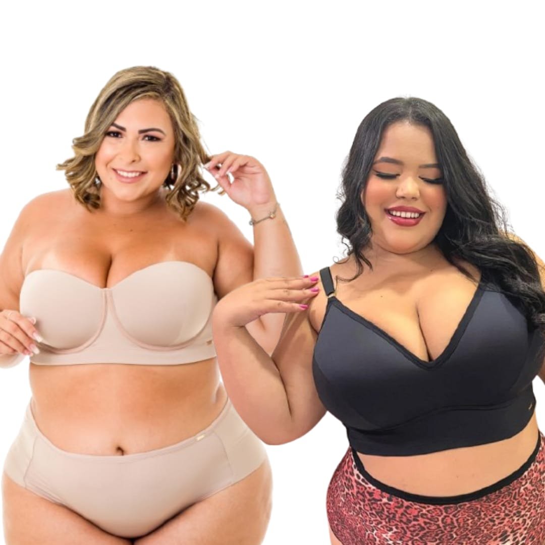 CASADINHA (PEÇAS EM PRODUÇÃO) Kit 2 peças Sutiã Plus Size - LUNA  PRETO + Sutiã Tomara que Caia NUDE COMPRE 2 POR R$ 299,90