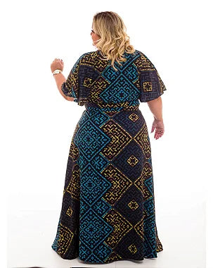 Saia Longa Clara Geometrica Plus Size