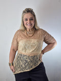 Blusa Renda Assimétrica plus Size