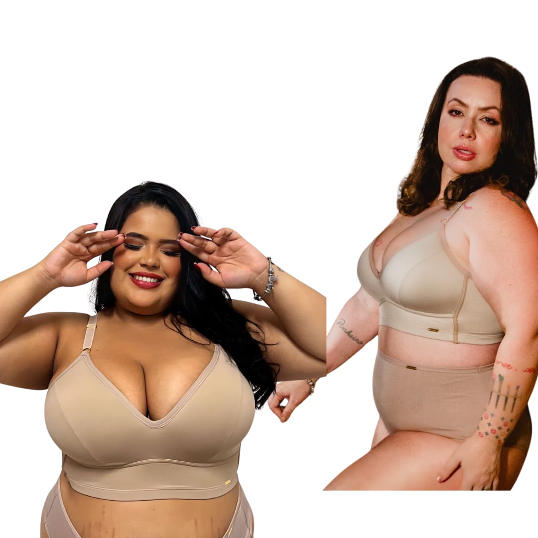 CASADINHA (PEÇAS EM PRODUÇÃO) - Kit 2 Sutiãs Top Luna Plus Size - POR R$ 214,90 - 02 NUDE