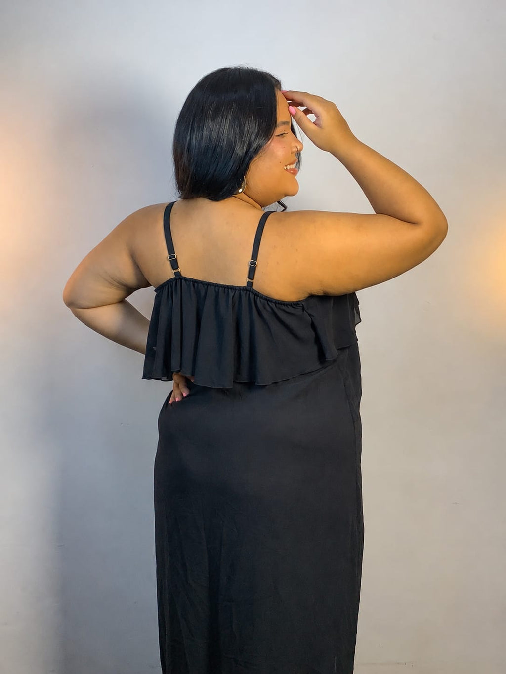 Blusa Bata de Alças Preta Plus Size