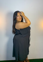 Blusa Bata de Alças Preta Plus Size