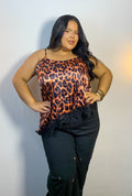 Blusa de Alça em Cetim Animal Print Plus Size