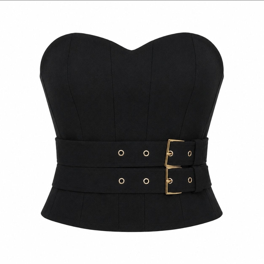 Cropped Tomara que Caia Preto Plus Size