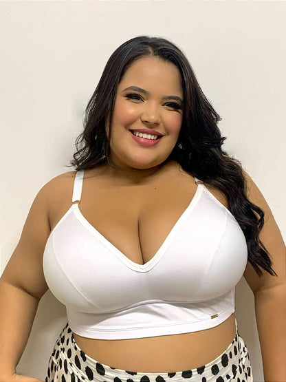 Casadinha 02 Tops Luna / Cor Castanho e Branco Kit 2 Sutiã Top Luna Plus Size, POR R$ 199,90
