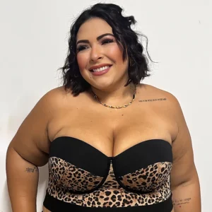 Top Tomara que Caia Kate Onça Plus Size