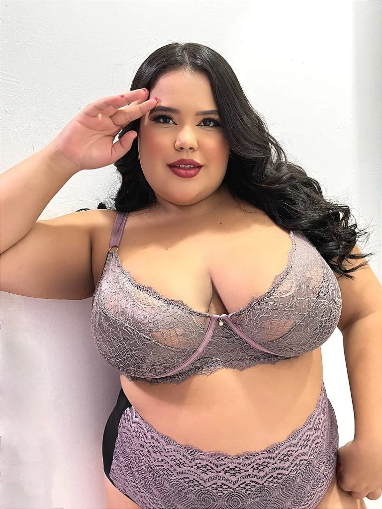 Sutiã Isadora Lilás e Verde Plus Size